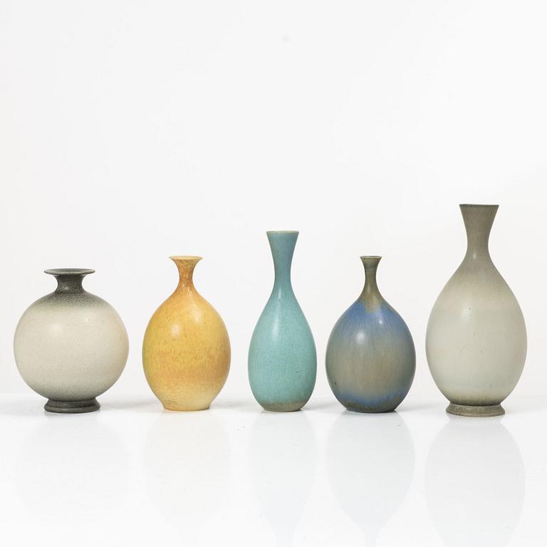 Sven Wejsfelt, five vases, Gustavsberg Studio, 1990-2003.