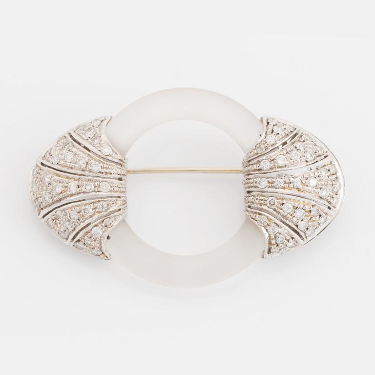 Rock crystal and brilliant cut diamond brooch.
