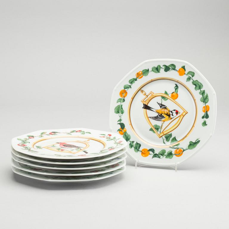 A set of six Hermés porcelain plates Limoges.