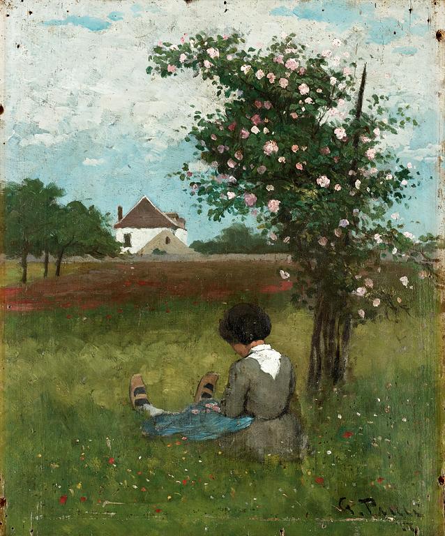 Georg Pauli, A girl sitting under a rose bush.