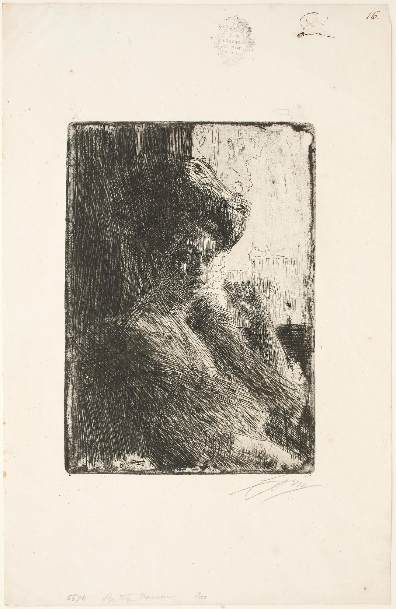 ANDERS ZORN, etching, 1905, signed with pencil.