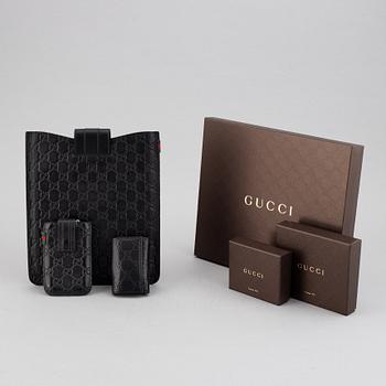 Gucci, ipad-case, key-case and mobile-case.