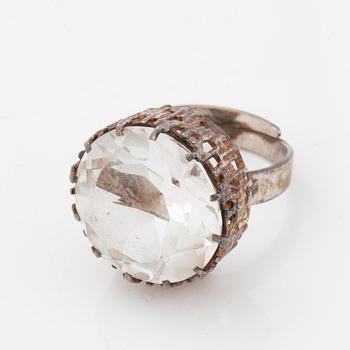 A Bengt Hallberg silver and rock crystal ring.