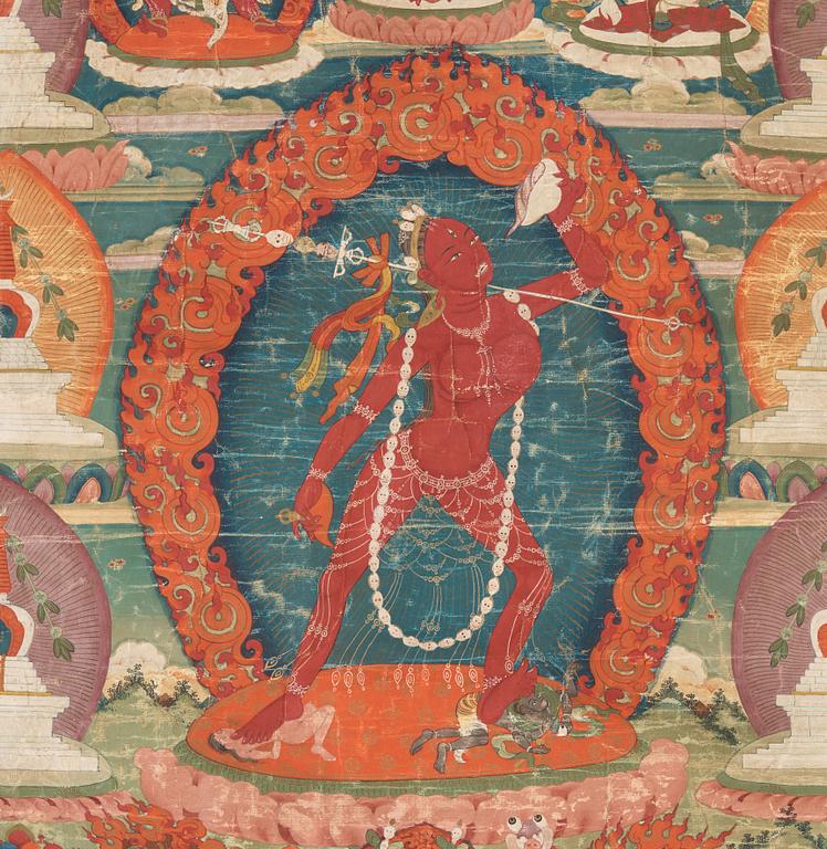 A Tibetan Thangka of Vajrayogini, 19th century.