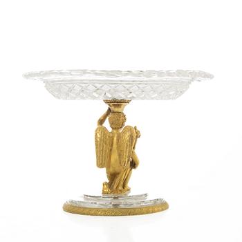 A Fernch Empire cut glass and gilt bronze tazza, first part 19th century.