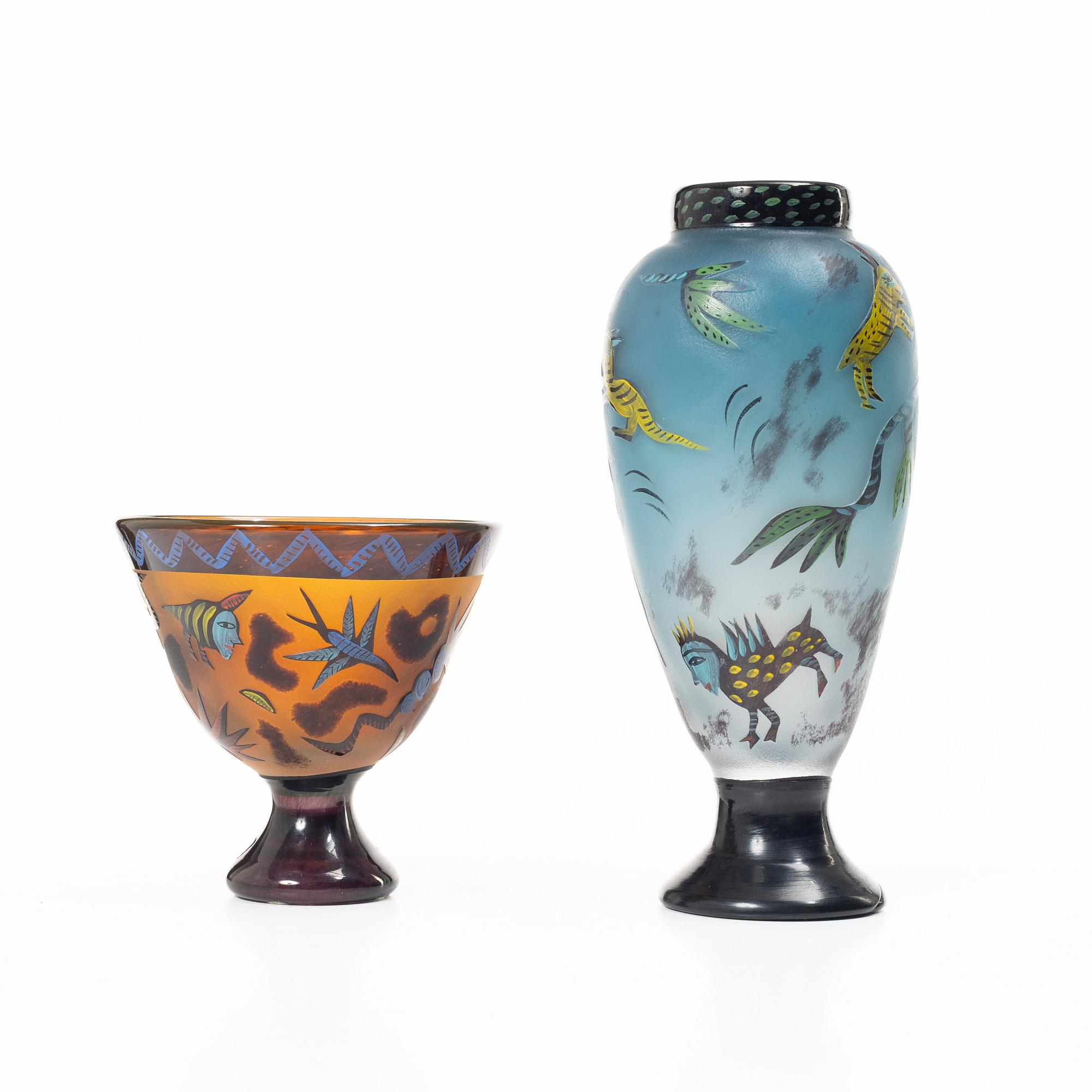 Ulrica Hydman-Vallien, konstglas, 2 delar, juvelglas, Kosta Boda.