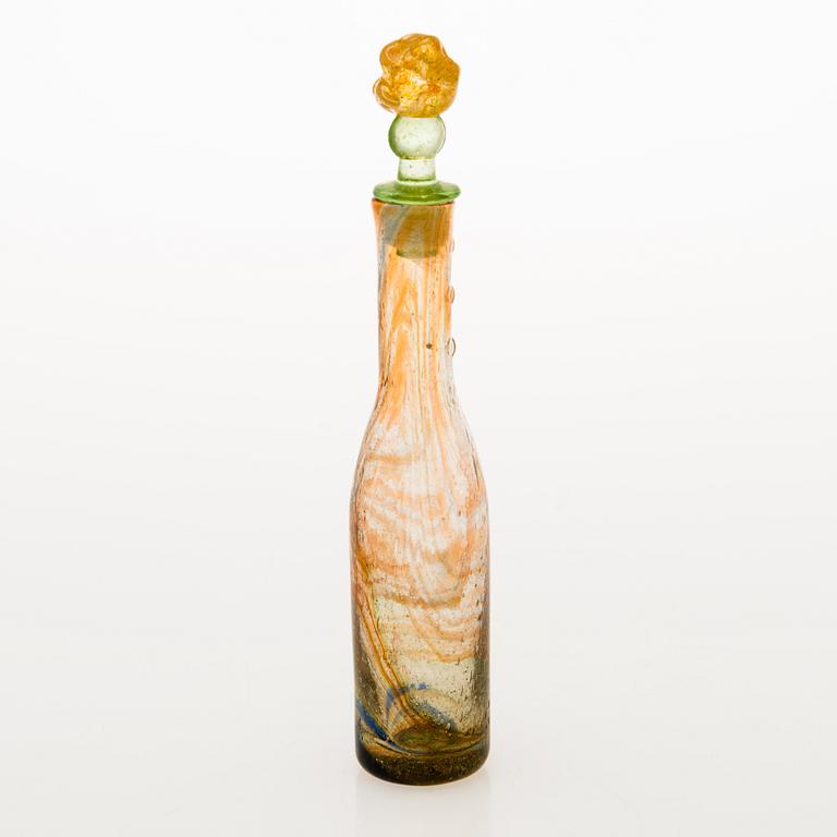 OIVA TOIKKA, BOTTLE, 'Puteli', glass, signed Oiva Toikka Nuutajärvi Notsjö, 1970's.