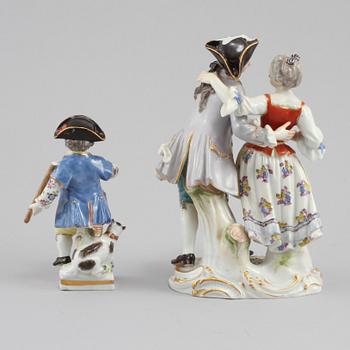 FIGURINER, 2 st, porslin, Meissen, 1900-talets andra hälft.