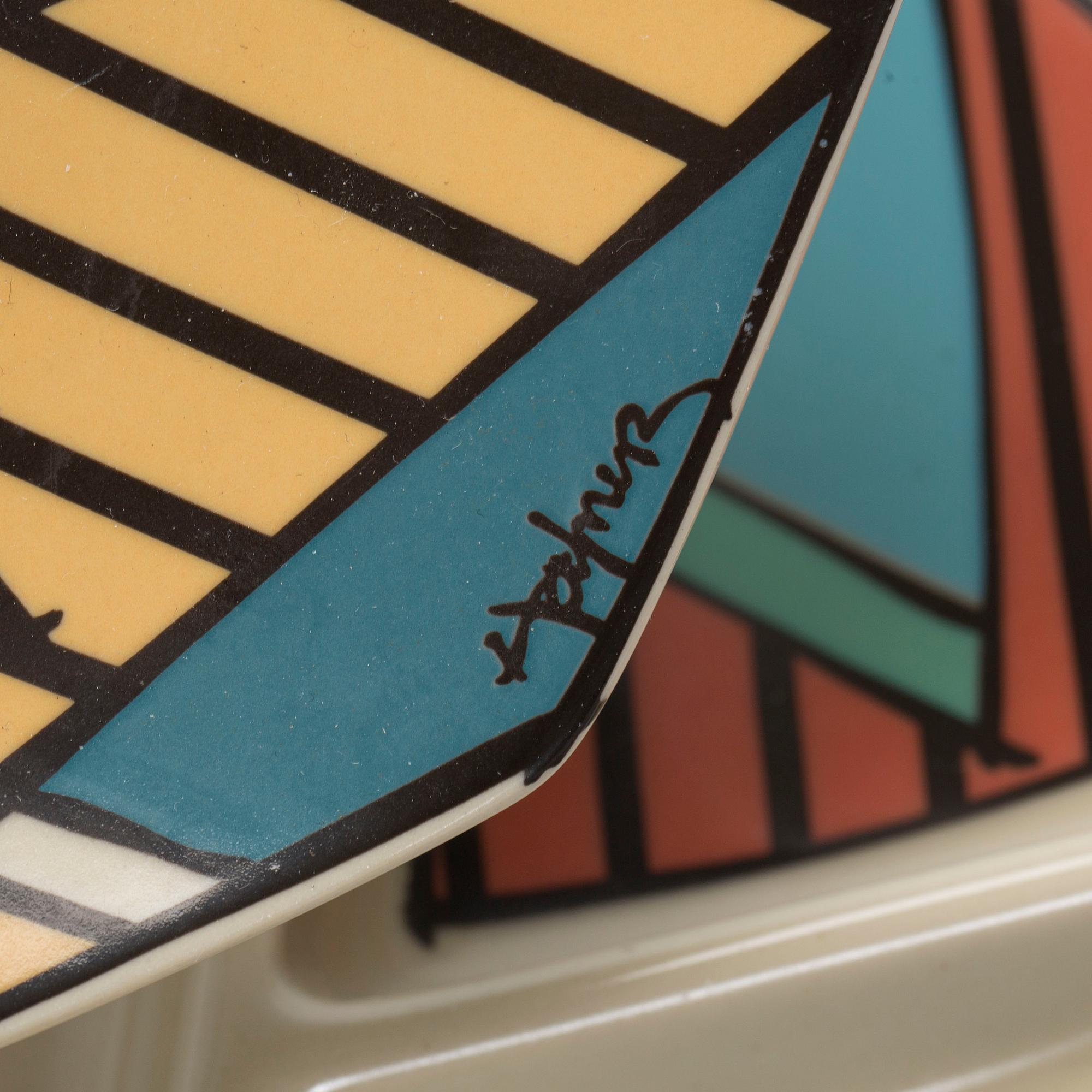 FONDUESET, 9 delar, porslin, "Flash One" Dorothy Hafner, Rosenthal.