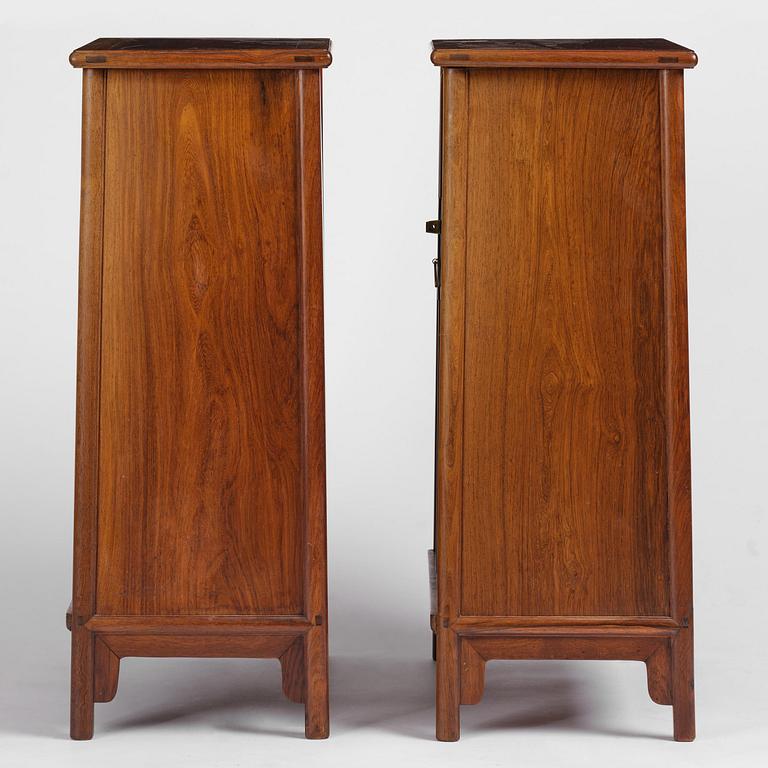 A pair of huali round-corner square cabinets, Fangjiaogui, Republic period.