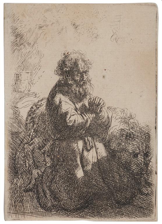 Rembrandt Harmensz van Rijn, "St Jerome Kneeling in Prayer, Looking down".