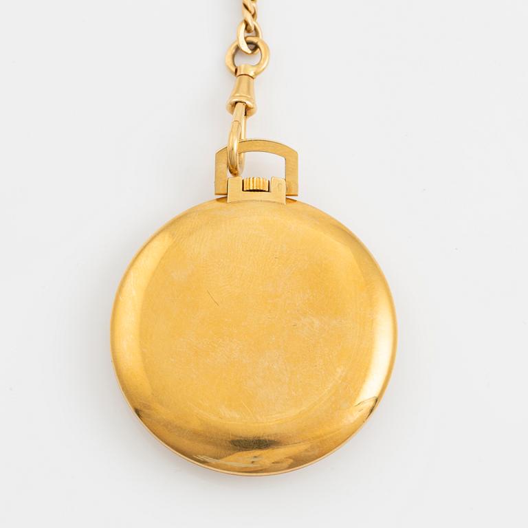 Certina, 18Kpocket watch with chain in 18K gold, 40 mm.