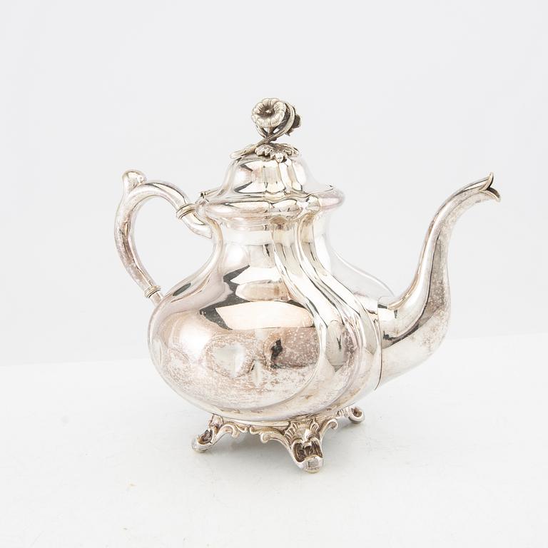 AG Dufva coffee pot, nickel silver, neo-rococo mid/second half of the 19th century.
