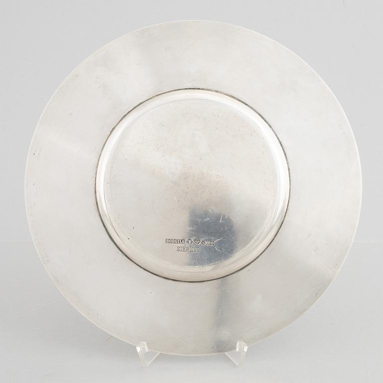 A sterling silver plate by Atelier Borgila, Stockholm, Sweden, 1958.