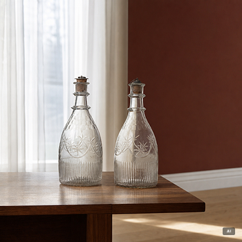 Flaskor, två stycken, glas, 1800-tal.