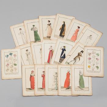 EIGHT FRENCH FASHION ILLUSTRATIONS, 1810.