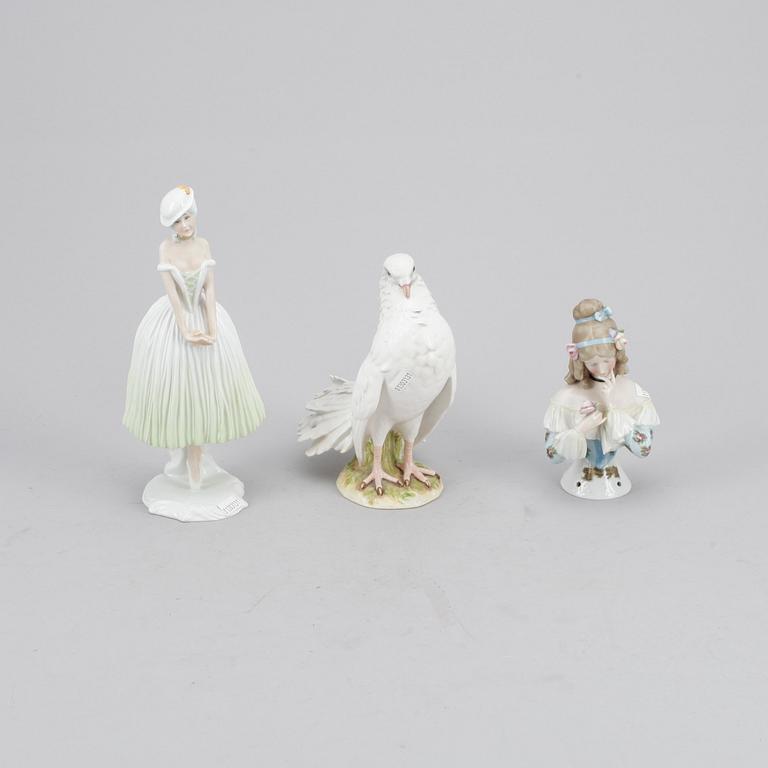 FIGURINER, 3 st, porslin, bla Rosenthal, Tyskland.