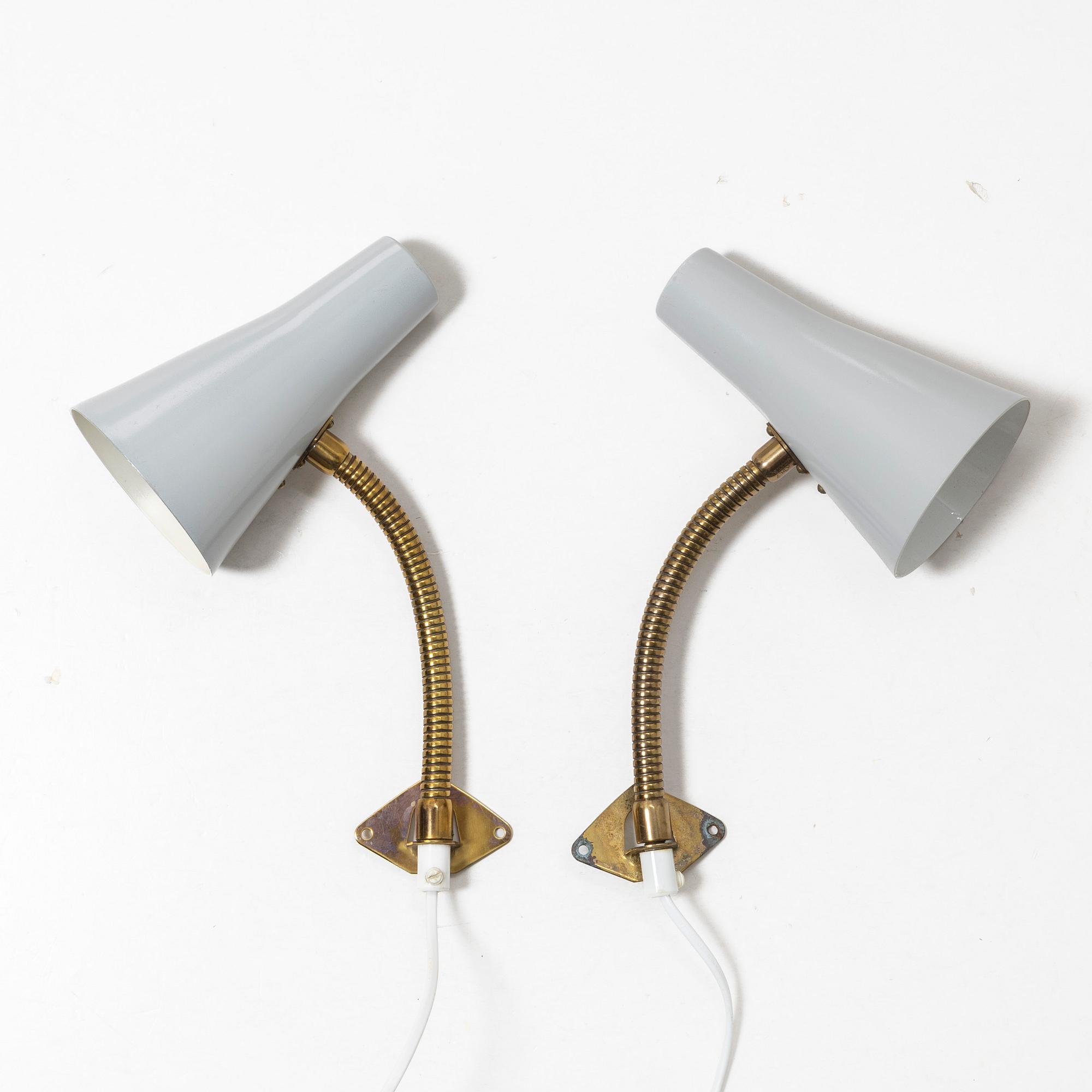 Wall lamps, a pair, model E2981, Asea, mid-20th century.