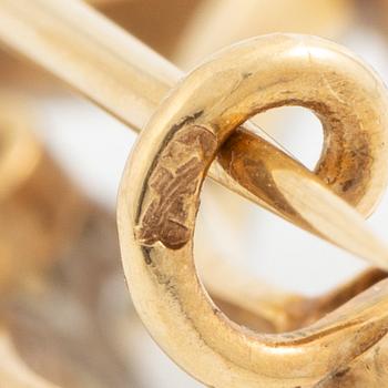 Brooch 18K gold with pearls and rose-cut diamonds.