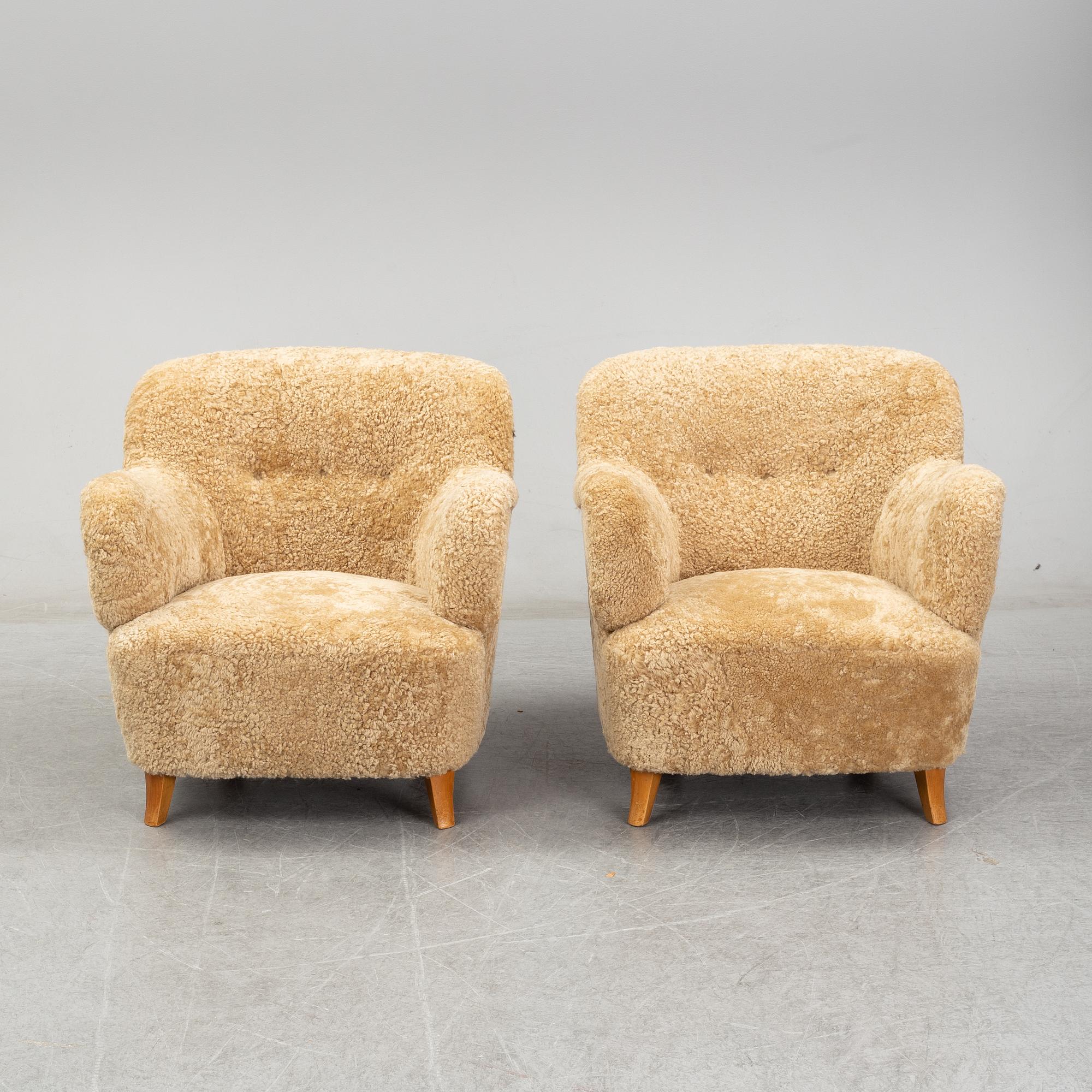 A pair of scandinavian armchairs from the 1930's/40's.
