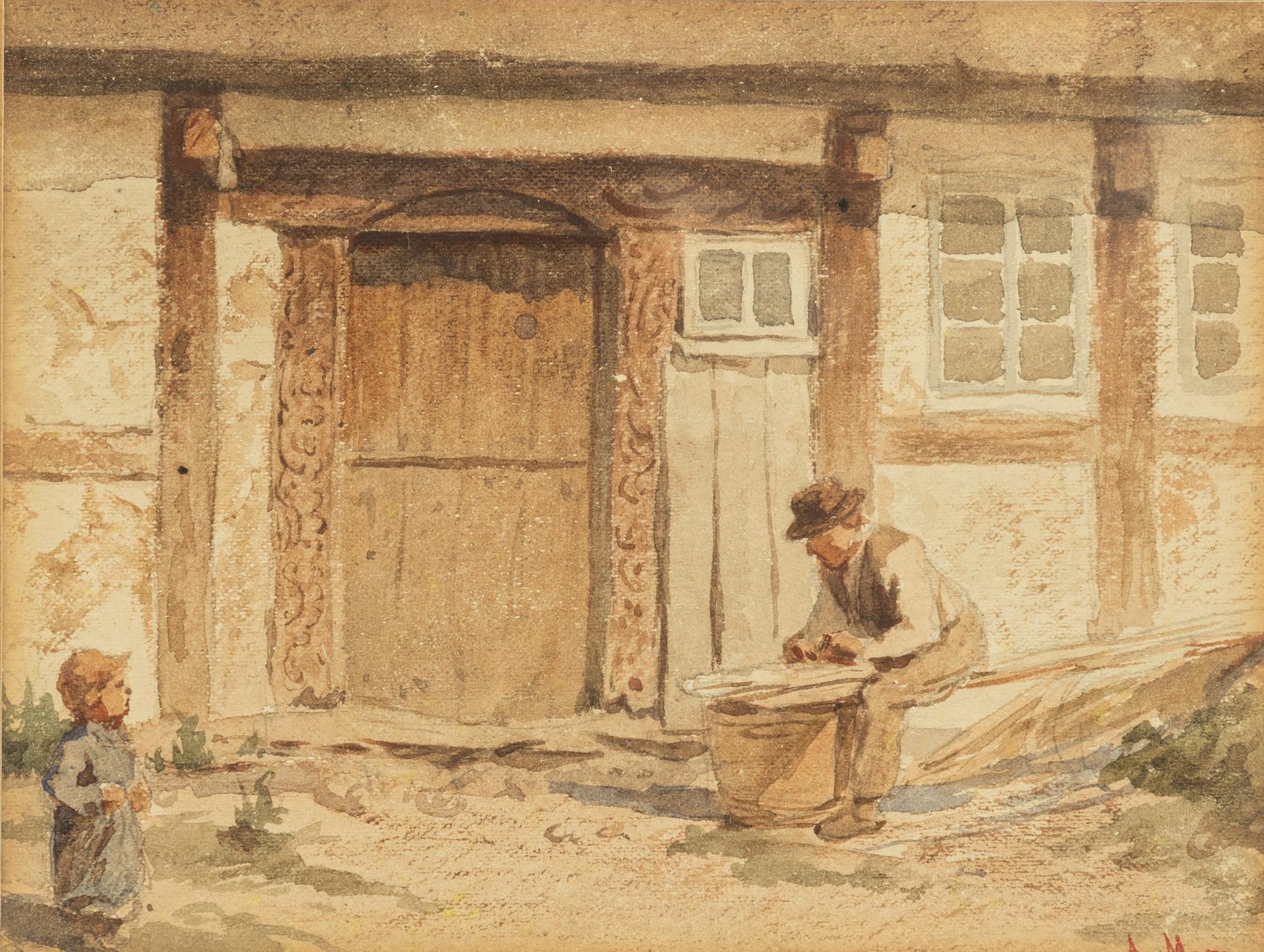 August Malmström, Farm Scene with a Working Man and a Child.