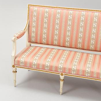 A Gustavian sofa, late 18th century.