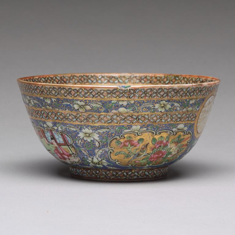 A blue Canton bowl, Qing dynasty, 19th Century. Dated 1279 that is 1879. Zill-I Sultan.