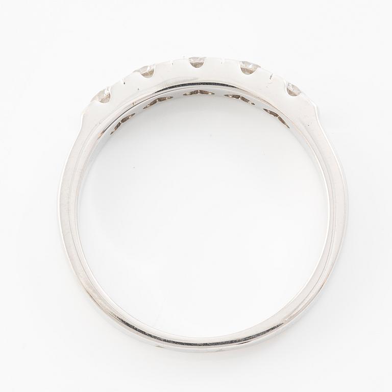 Ring 18K white gold half eternity band set with brilliant-cut diamonds.