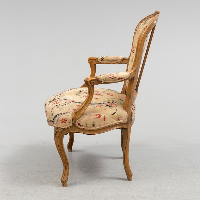 A mid 18th century rococo armchair.