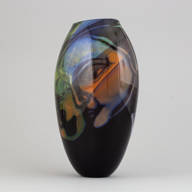 Eva Englund, a unique 'graal' glass vase, Muraya, Sweden 1990.