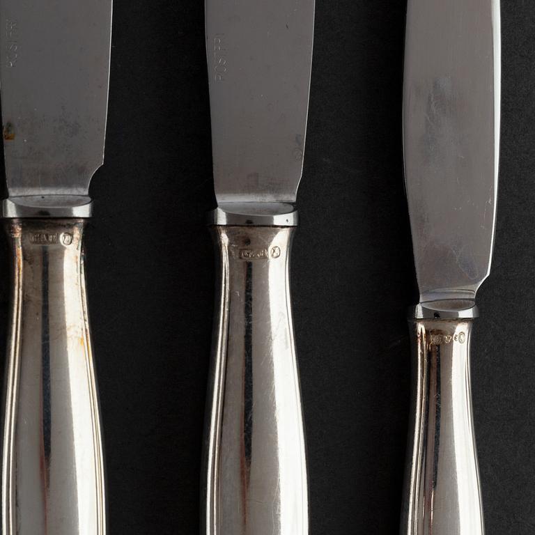 GAB, CG HALLBERG, HALLBERGS, a part 'Kungsholm' silver cutlery, Stockholm, 1950/60s (65 pieces).