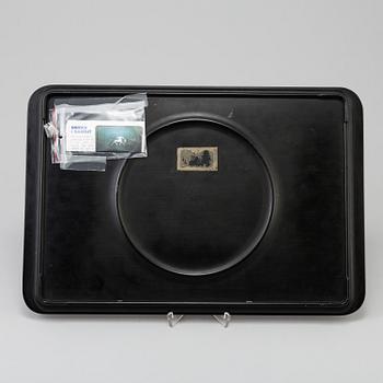 AN ART DECO TRAY, bakelite and pewter, possibly Perstorp.