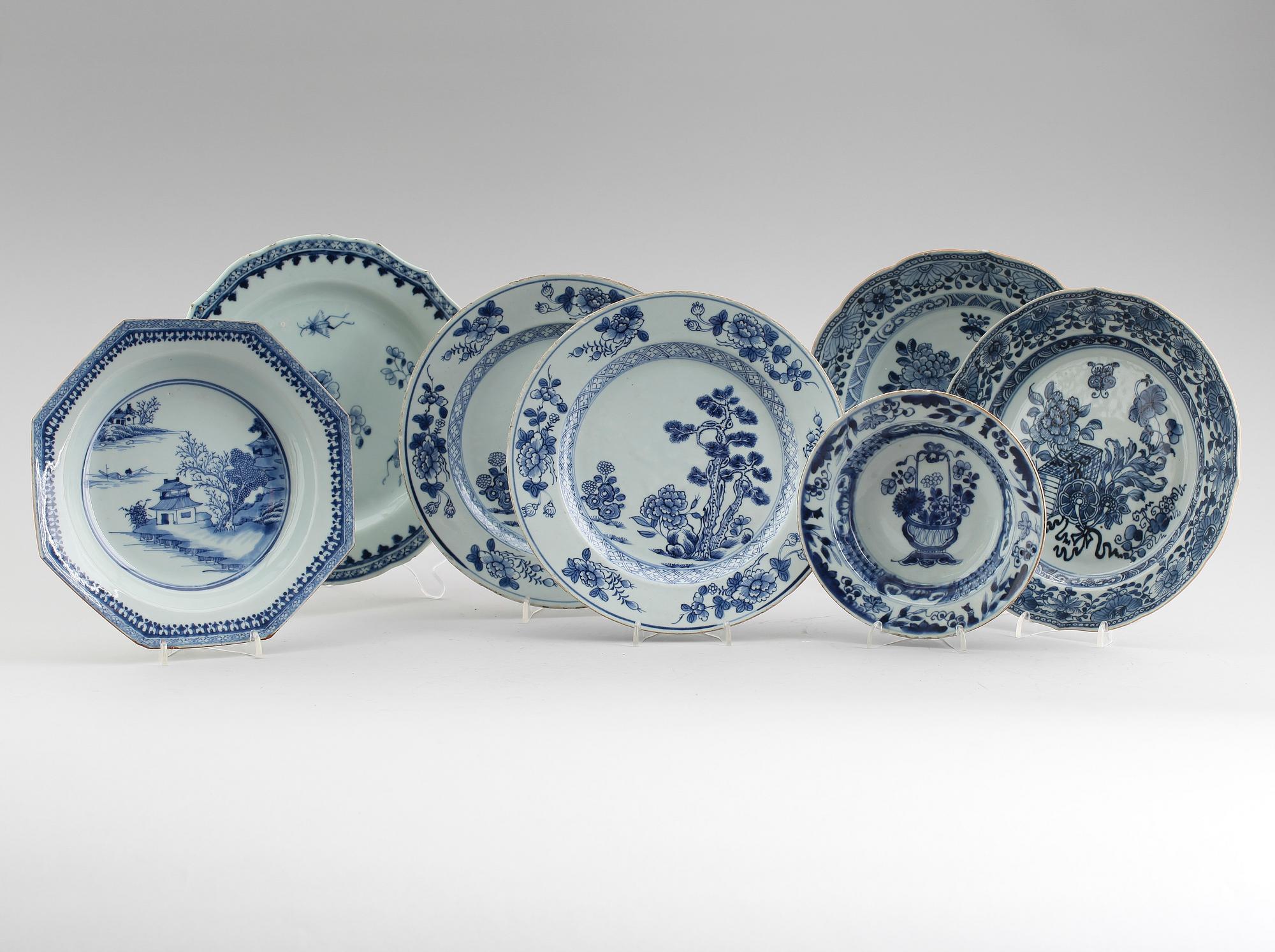 TALLRIKAR, 7 delar, porslin, Kina, 1700-/1800-tal.
