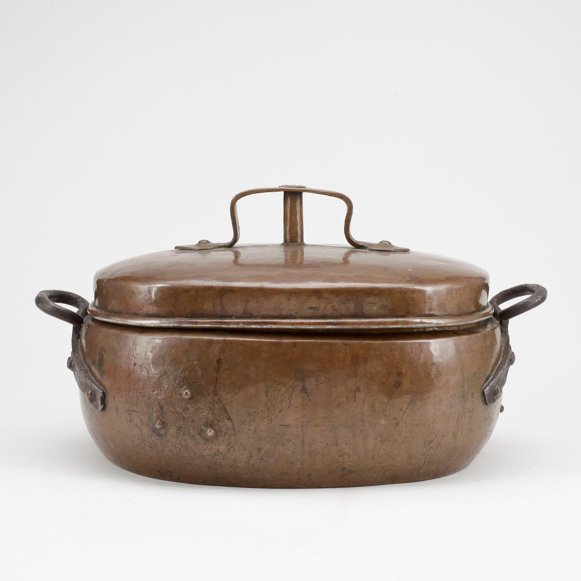 GRYTA MED LOCK, koppar, 1800-talets början.