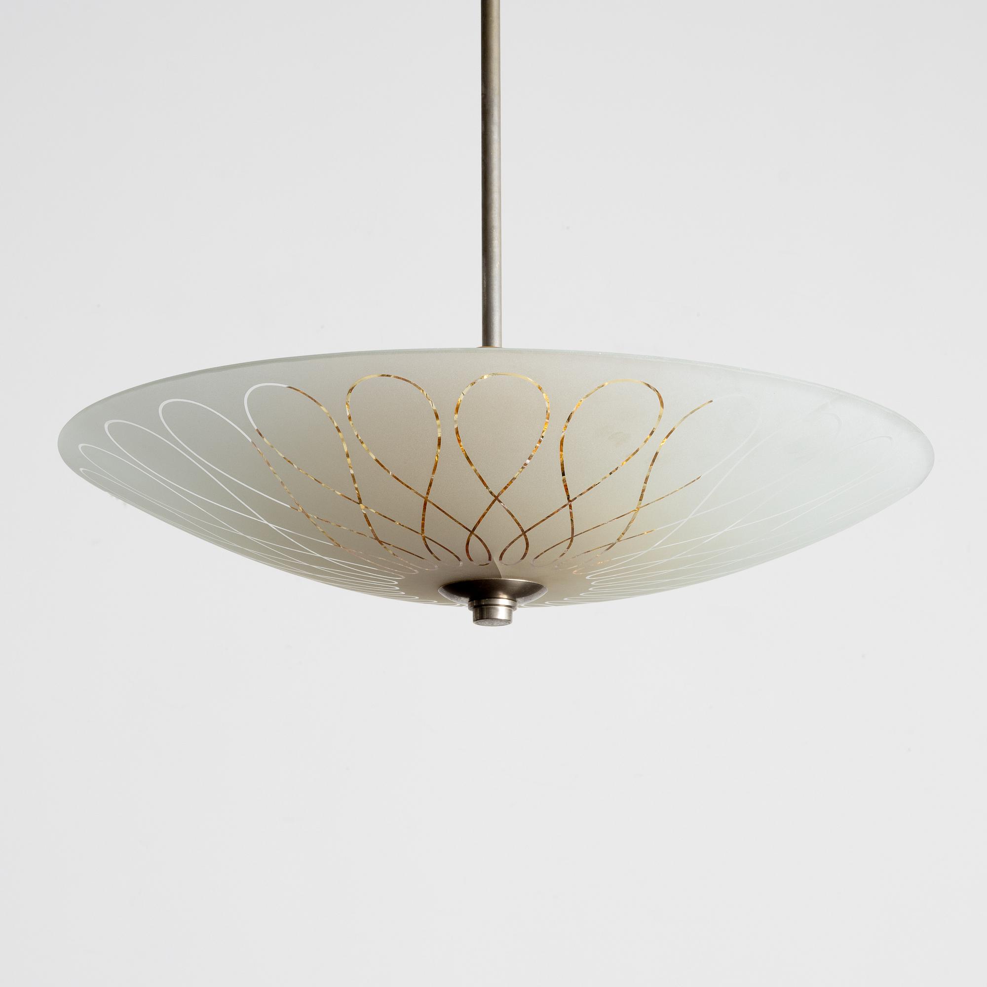 Fritz Kurz, taklampa, modell "KD 9711", Orrefors, 1940-tal.