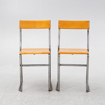 Six 'Chair 10', mid-20th century. Grythyttan's steel furniture. First half of the 20th century.