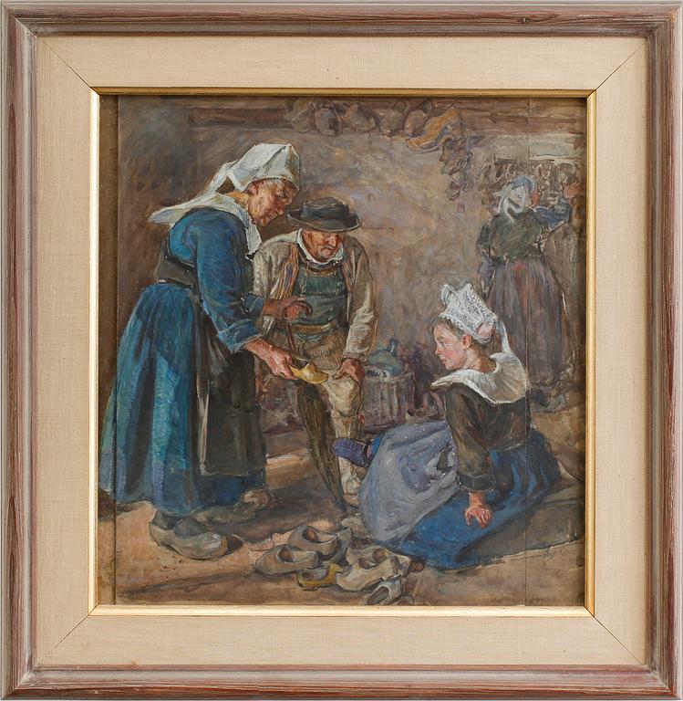 ERNEST BOROUGH-JOHNSON, gouache, ej signerad samt BÖCKER, 2 st.