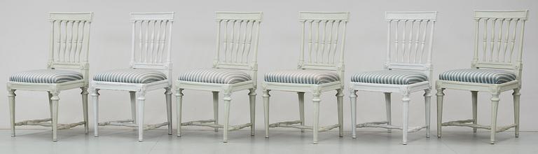 Six late Gustavian chairs by J. Lindgren.