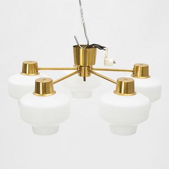 A brass and glass ceiling light, Asea-Elektroskandia, second half of the 20th Century.