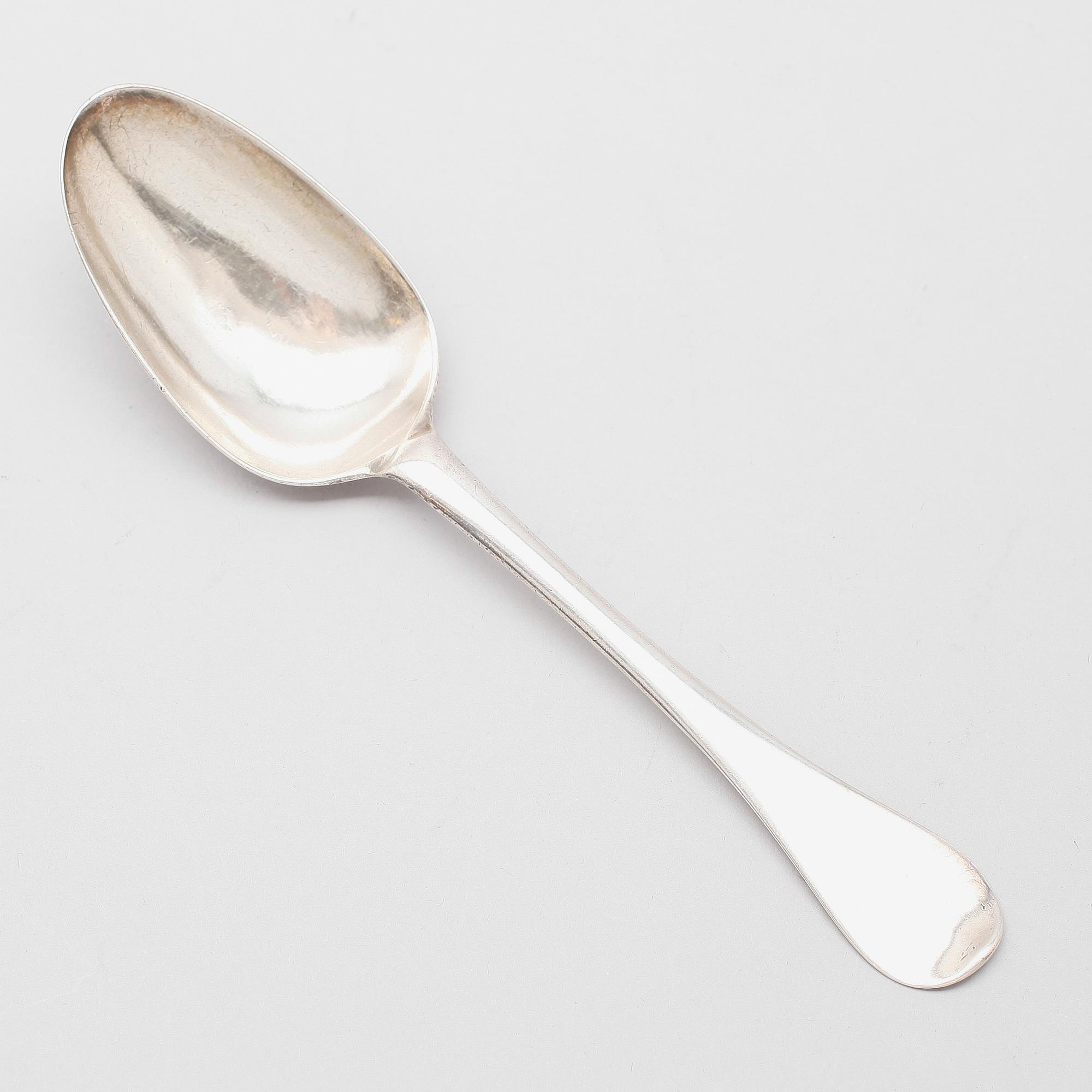 MATSKED, silver, Bengt Björn, Västerås 1748. Vikt ca 56 gram.
