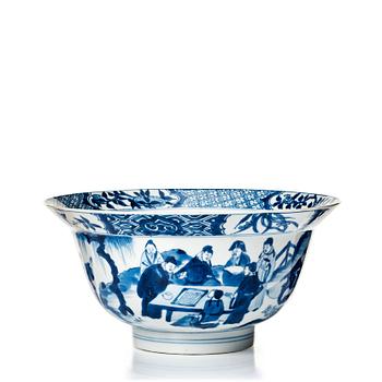 863. A blue and white bowl, Qing dynasty, Kangxi mark and period (1662-1722).