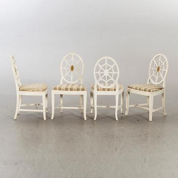 Four first half of the 20th century gustavian style chairs.