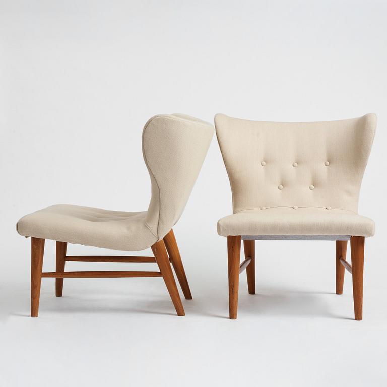 Erik Bertil Karlén, a pair of Swedish Modern easy chairs for Firma Rumsinteriör, Stockholm 1940's.