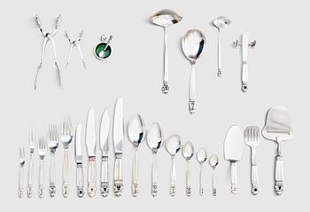 9. Johan Rohde, a set of 154 pieces of  'Acorn' sterling silver and stainless steel flatware, Georg Jensen & Wendel, Copenhagen 1945-51.