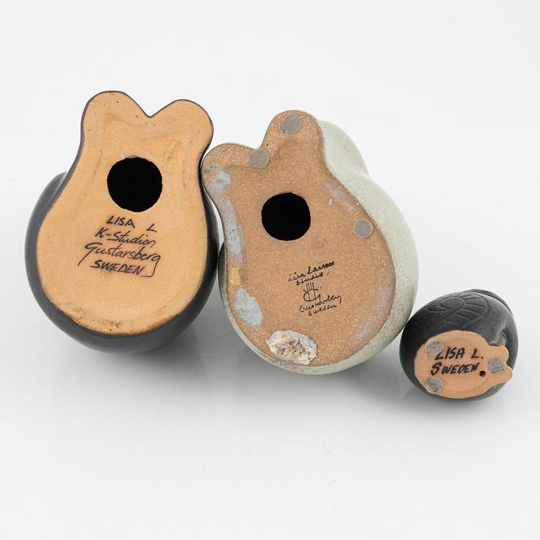 Lisa Larson, a group of three stoneware figurines, Gustavsbergs studio and K-Studion, Gustavsberg.