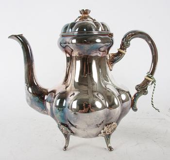 KAFFESERVISDELAR, 10 delar, silver, rokokostil, div smeder.