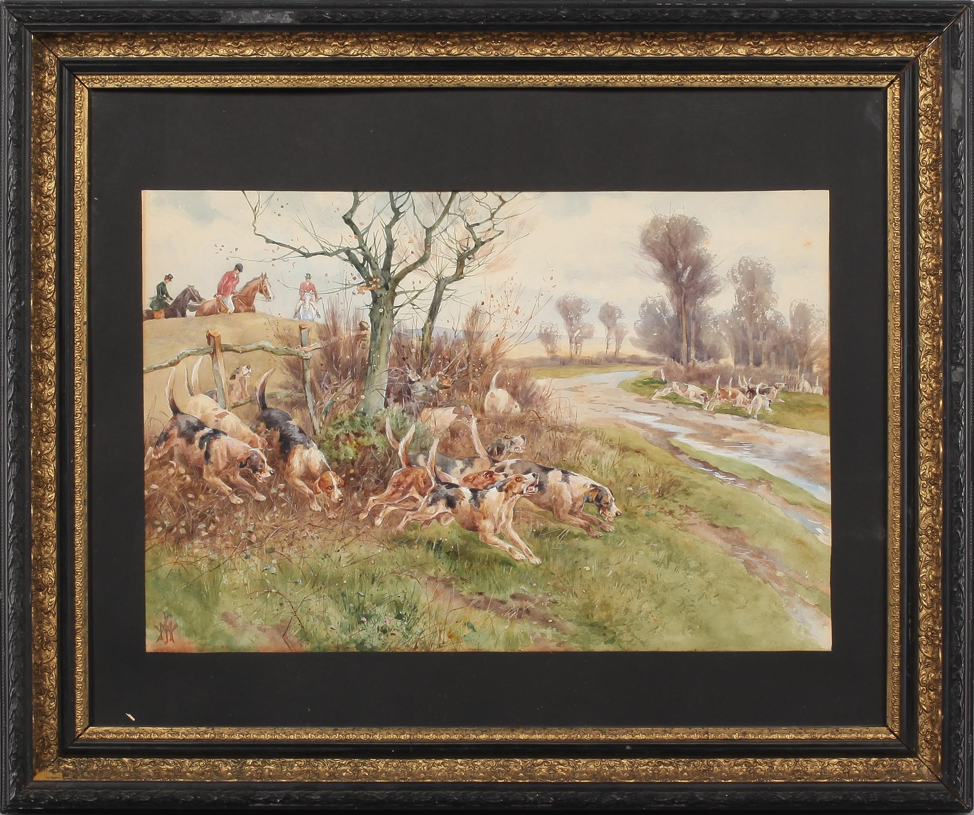 OKÄND KONSTNÄR, akvarell, monogramsignerad, möjligen Walter J Morby, omkring 1900.