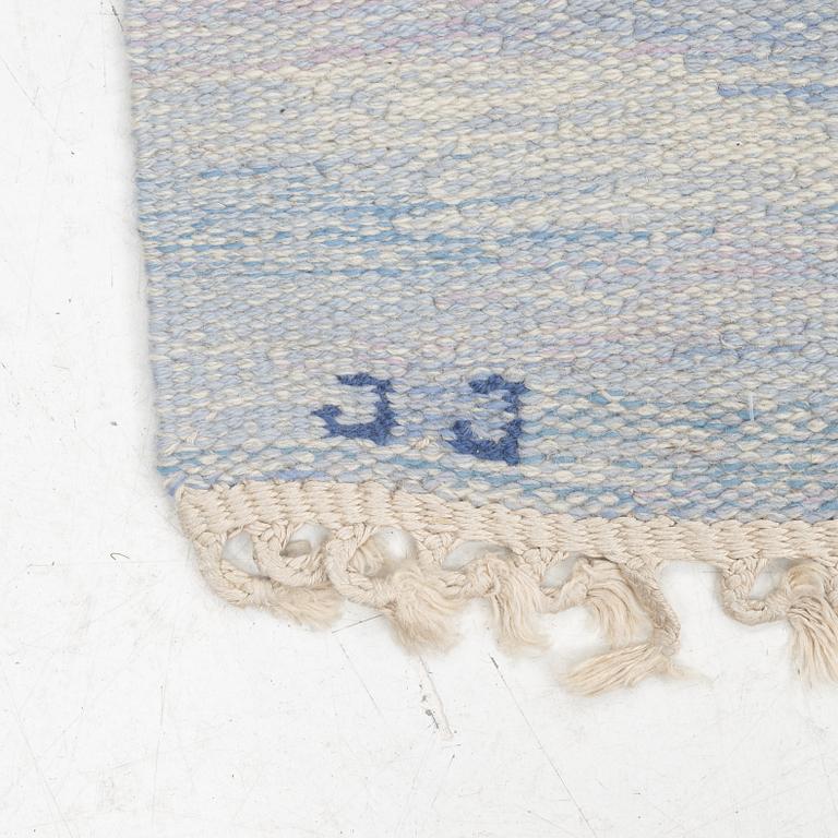 Judith Johansson, a carpet, 'Blomsterkrans', flat weave, c 273 x 208 cm, signed JJ.