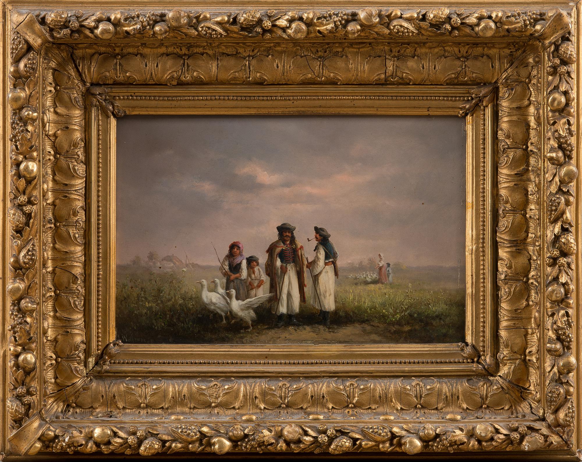 JOSEPH WOLFRAM, (act. 1860-1873), SHEPHERDS ON THE PANNONIAN STEPPE.