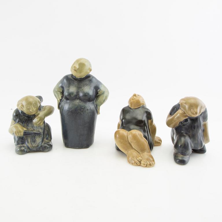 Åke Holm, figurines 6 pcs stoneware signed.